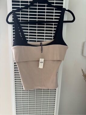 ❤️‍🔥BOGO FREE NWT Anthropologie Twofer Black Beige Ribbed Tank Tube Top